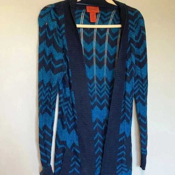 Missoni for  Target crochet blue black long cardigan - Picture 2 of 4